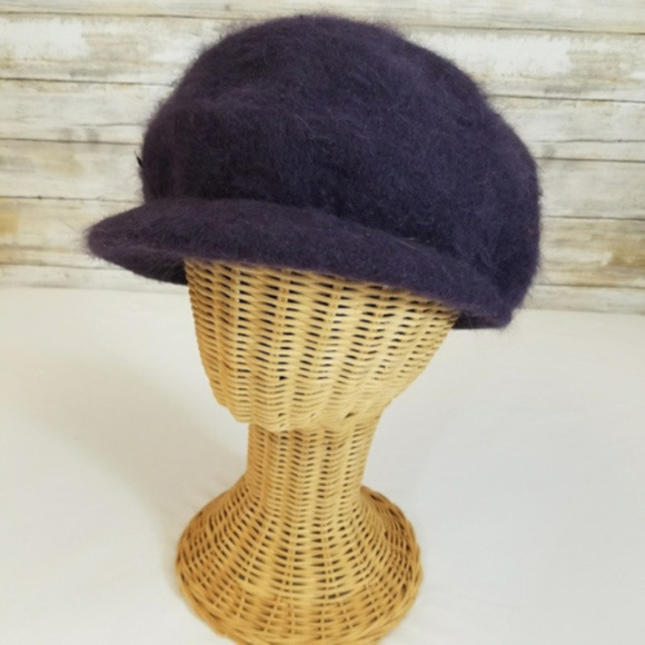 Cheveux Accessories - Cheveux Dark Purple Newsboy Angora Blend Cap Hat Cheveux Accessories - Cheveux Dark Purple Newsboy Angora Blend Cap Hat